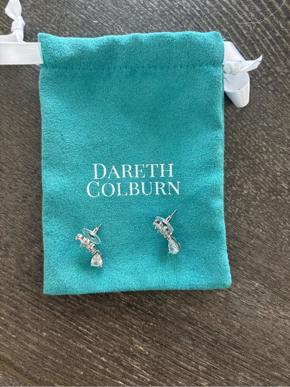 Dareth Colburn Silver Crystal Drop Earrings - Clear